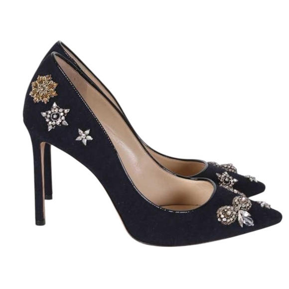 Jimmy Choo Crystal Embellished Romy 100 Flannel Pumps - Picture 6 of 10